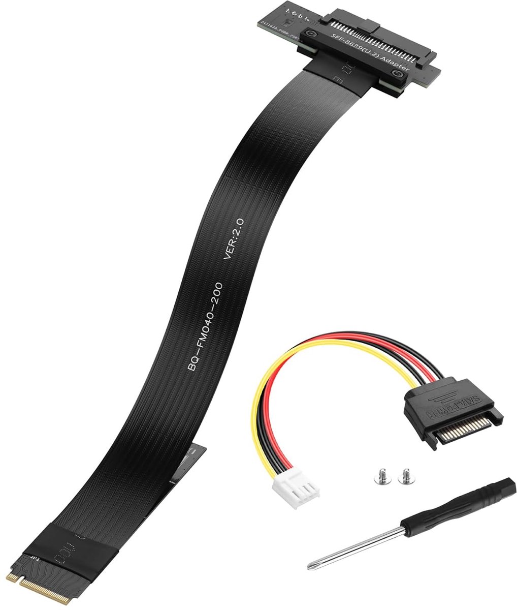 SinLoon M.2m Key PCI-E4.0 2280 NGFF to U.2 SFF-8639 Host Cable 20CM Support for NVMe SSD - ShopVlot