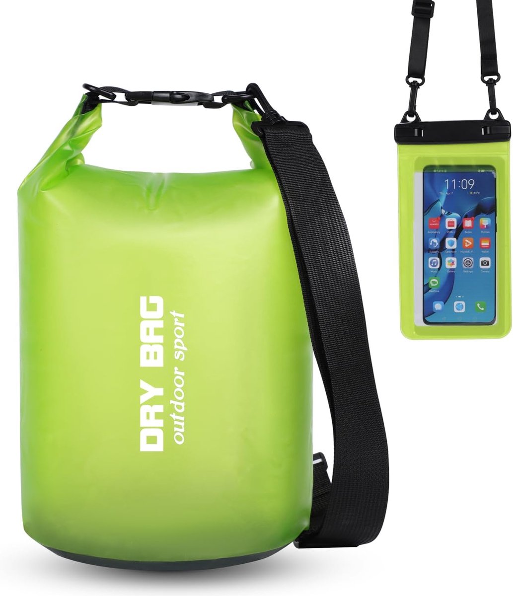 Dry Bag Waterproof Bag and Waterproof Phone Case, 5L/10L/15L, Waterproof Bag with Shoulder Strap, Roll Top for - ShopVlot