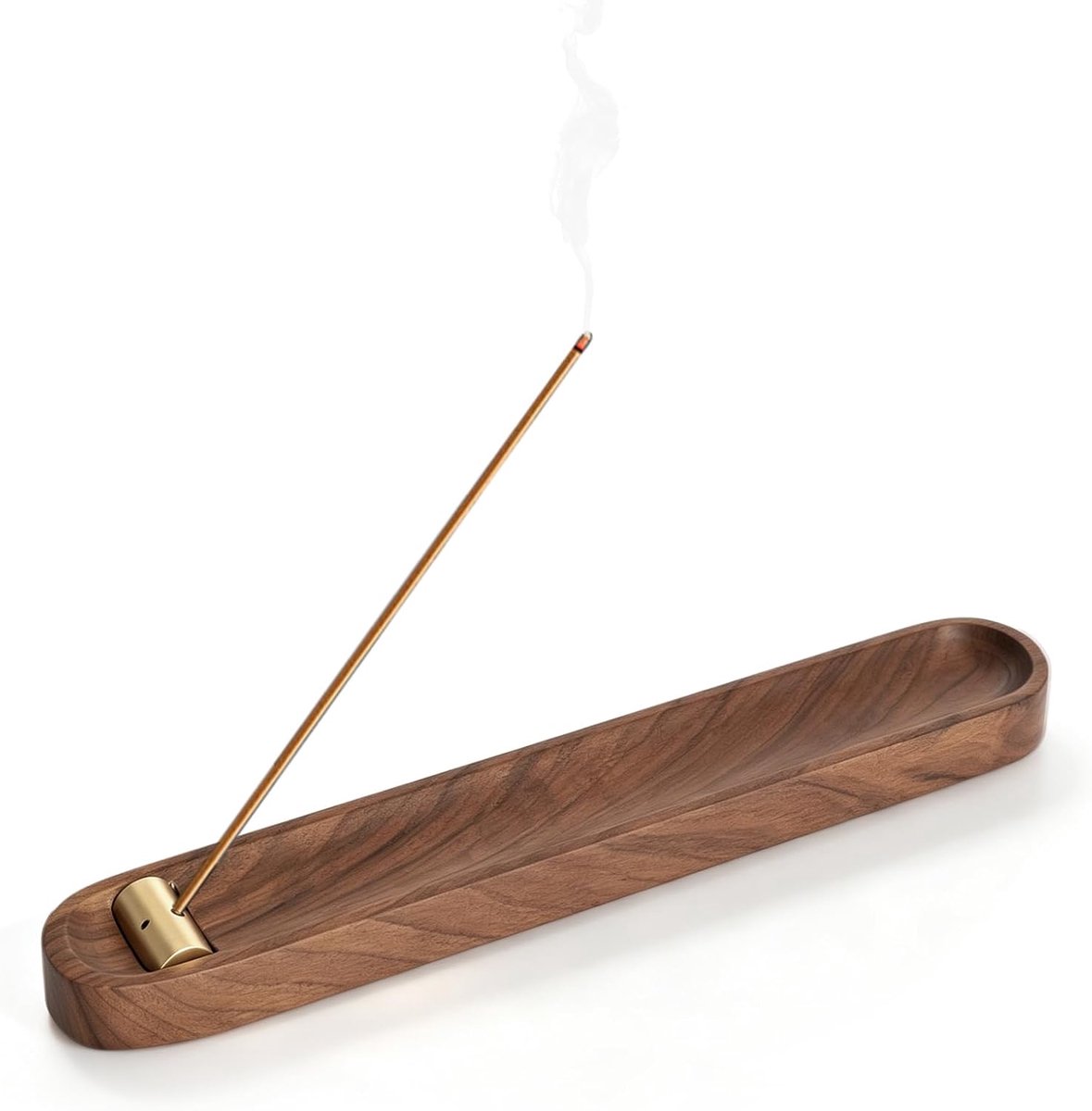 Wierookhouder van hout met metalen standaard in 3 maten, houder voor wierookstokjes voor meditatie, yoga, theeceremonie - ShopVlot