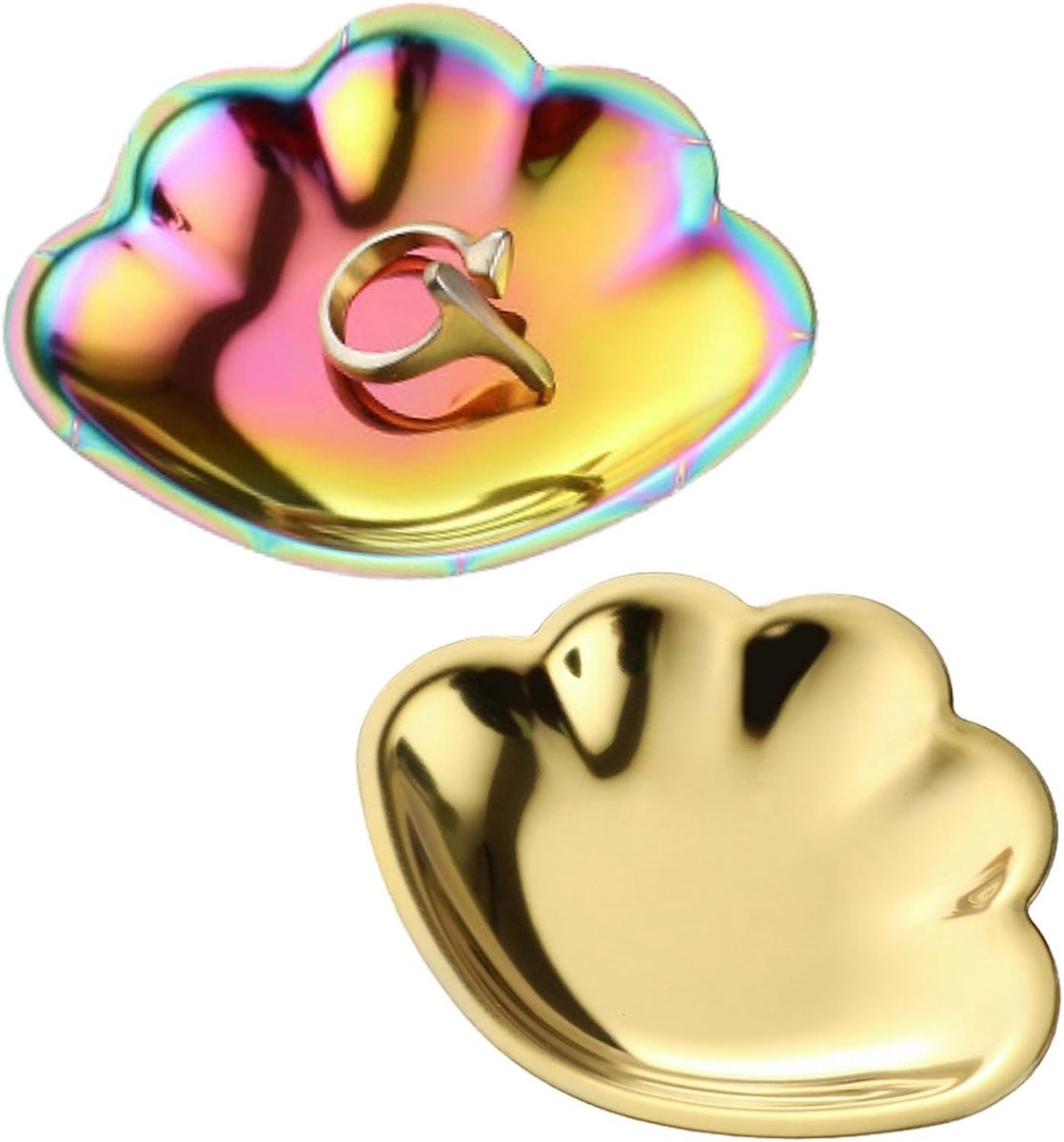Jewelry Bowl, Jicyor 2 Pieces Stainless Steel Shell Shaped Tray Jewelry Pine Tray Jewelry Display Tray Small Jewelry - ShopVlot