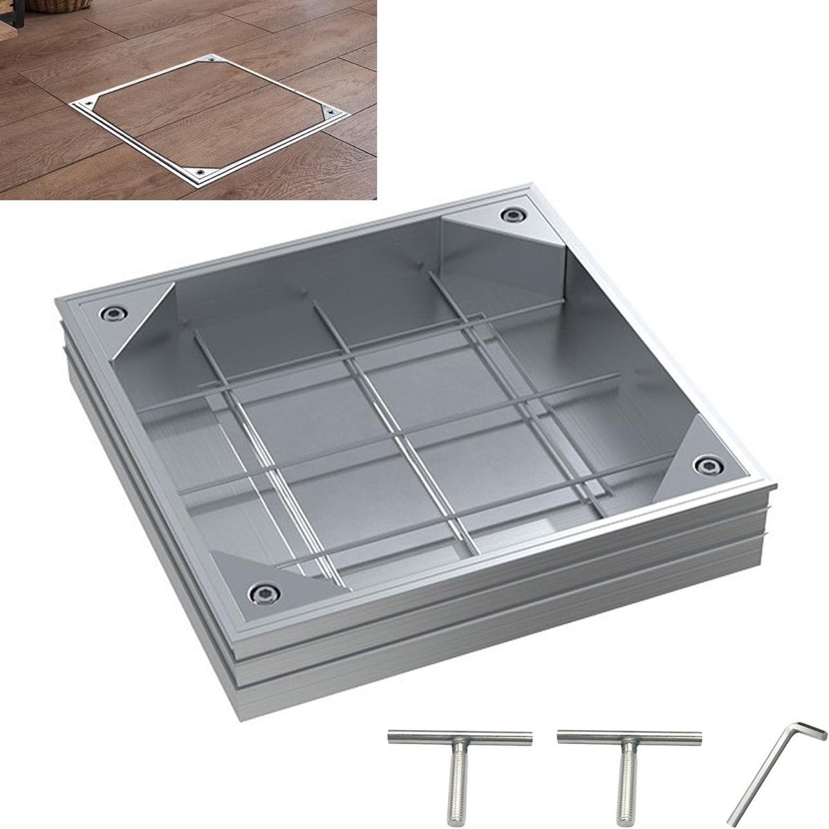 Cover 30 x 30 cm, Aluminium Alloy, Countersunk Lid and Frame, Invisible Inspection Cloth for Duct Grate - ShopVlot