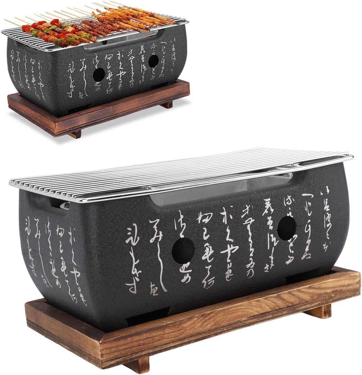 Stijlvolle draagbare barbecue met snelle verwarming, rechthoekig ontwerp en aluminium kolenrooster voor thuisgebruik
