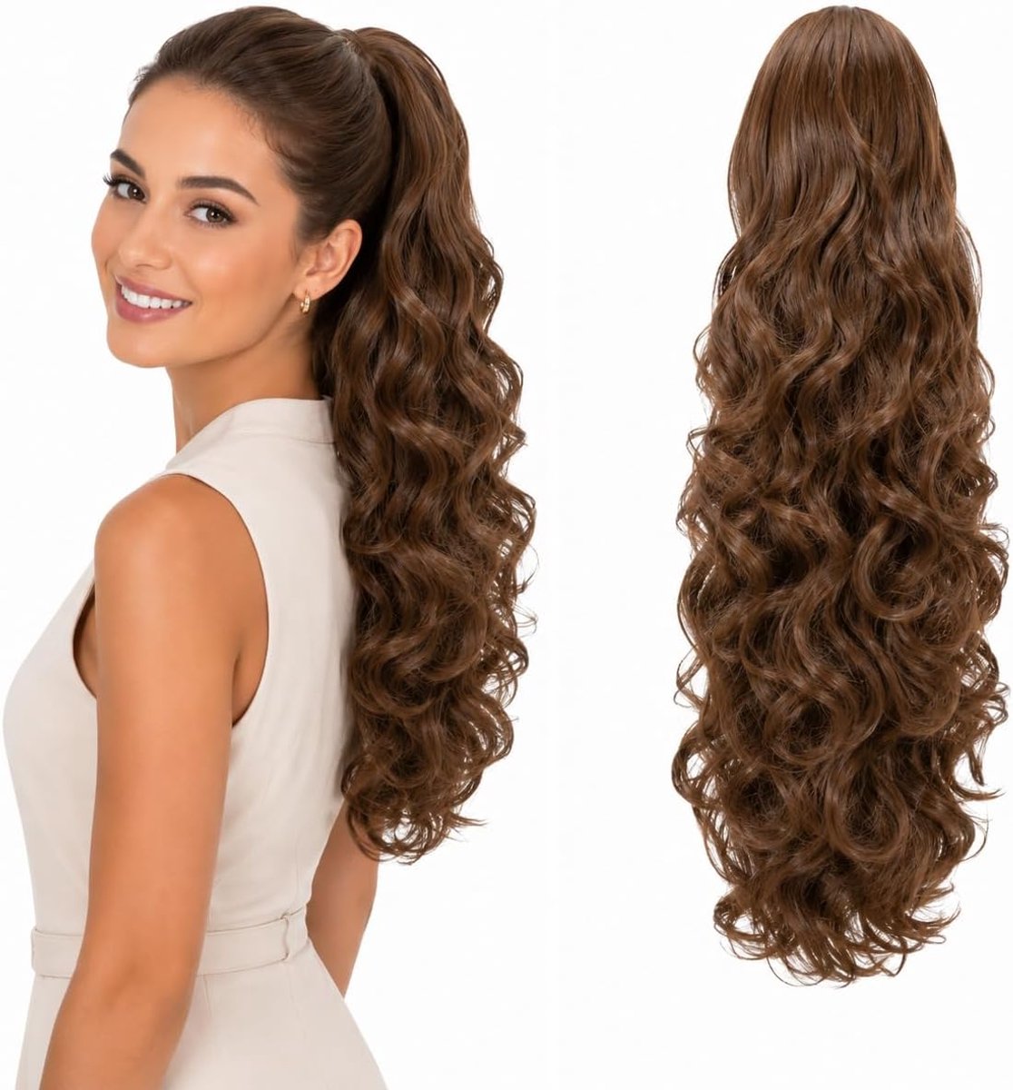 CAISHA 45cm Hairpiece Braid Ponytail Hair Extensions Voluminous Wavy Light Brown PH23 - ShopVlot