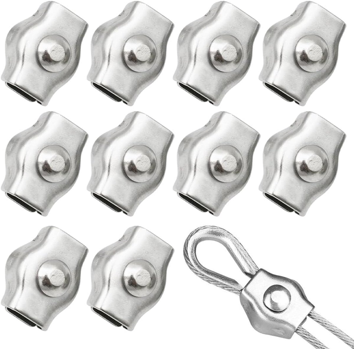 10 Pcs M3 Cable Clips, 304 Stainless Steel, Unique Clip for 3mm Steel Cable for Wire Rope and Wire Rope Attachment - ShopVlot