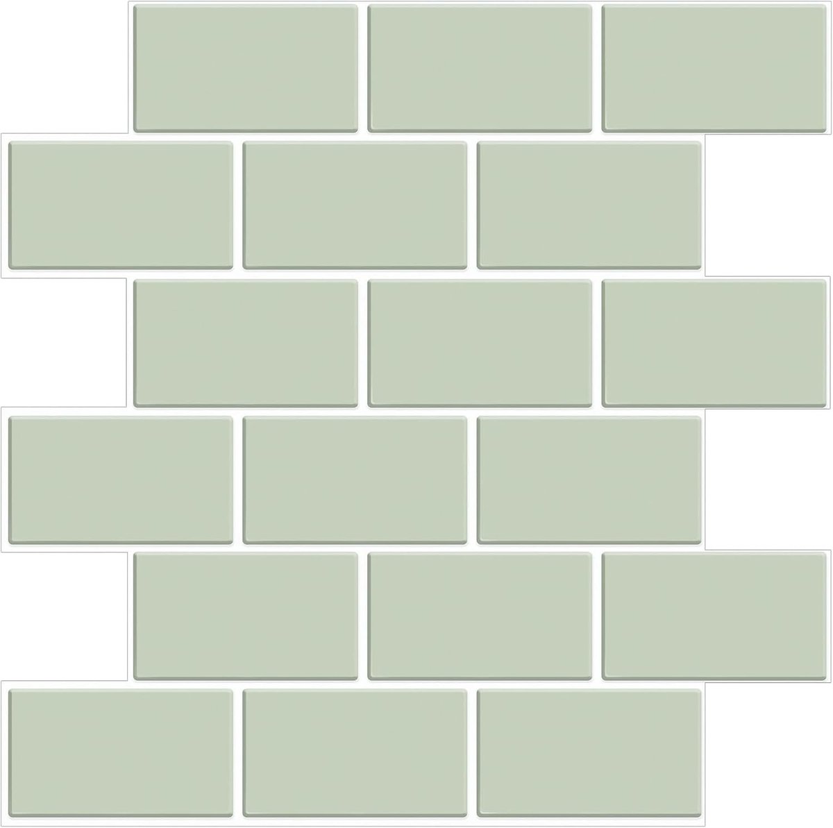 Plaktegels - Crème Groen - 30,5 x 30,5 cm - Dikkere Peel and Stick Metrotegel - Voor Keuken en Badkamer