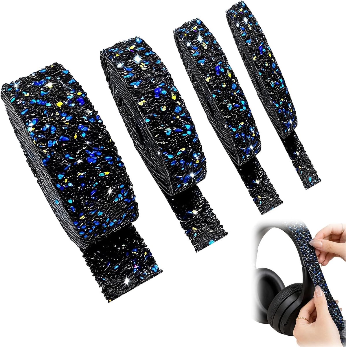 4 rollen zelfklevende strassband, 1/1,5/2/3 cm strass strepen - ShopVlot