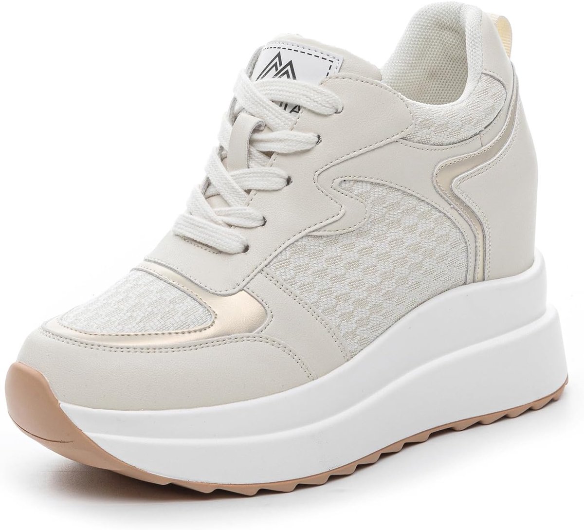 Women's Wedge Heel, High Shoes, Raised Inner Shoes, Fashion Platform Breathable Trainers with 10 cm Heel - ShopVlot