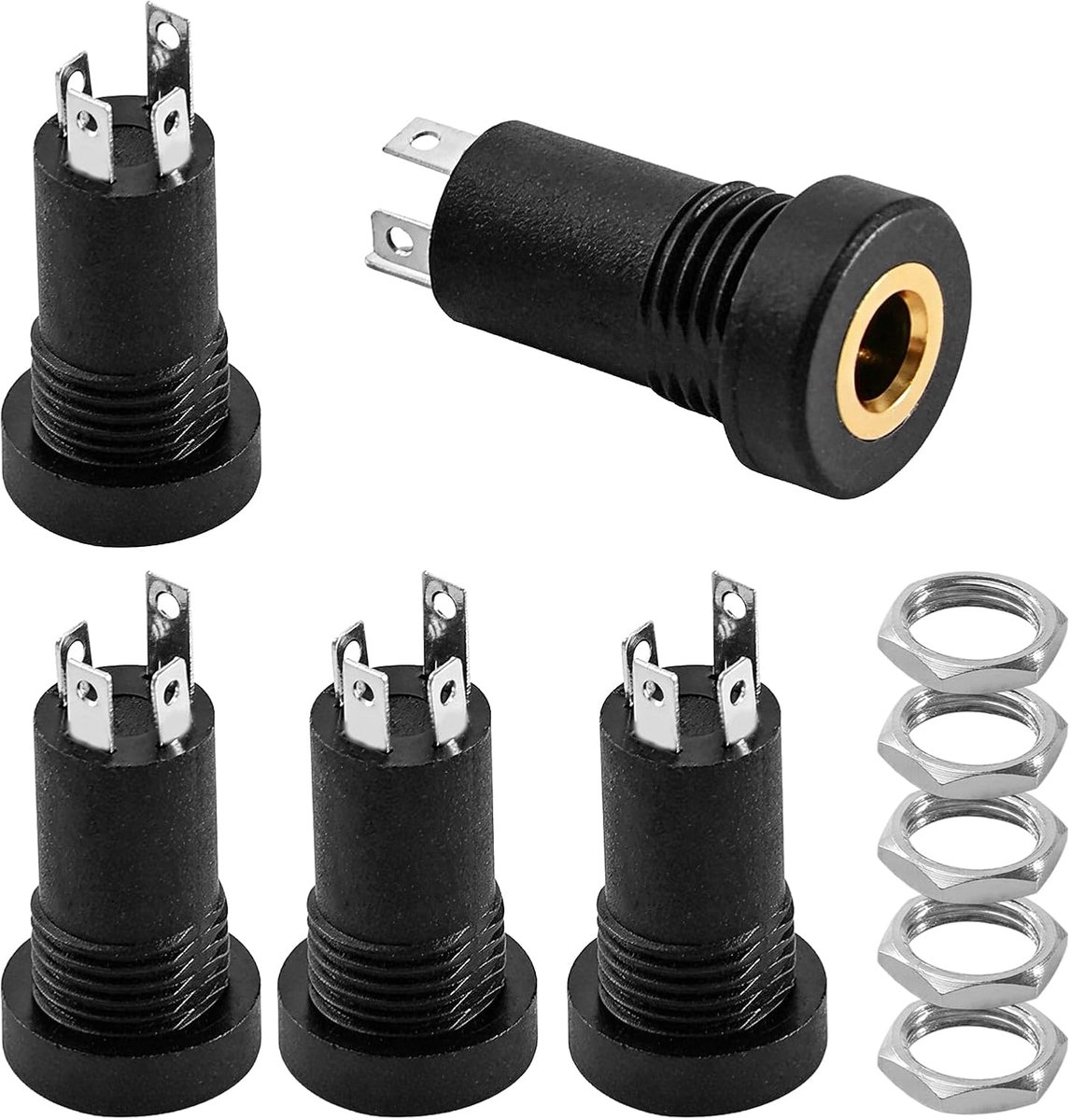 5 stuks 3,5 mm jackaansluiting, audio-video-aansluiting, 4-polige stereo-aansluiting, 3,5 mm soldeerbus met moer - ShopVlot