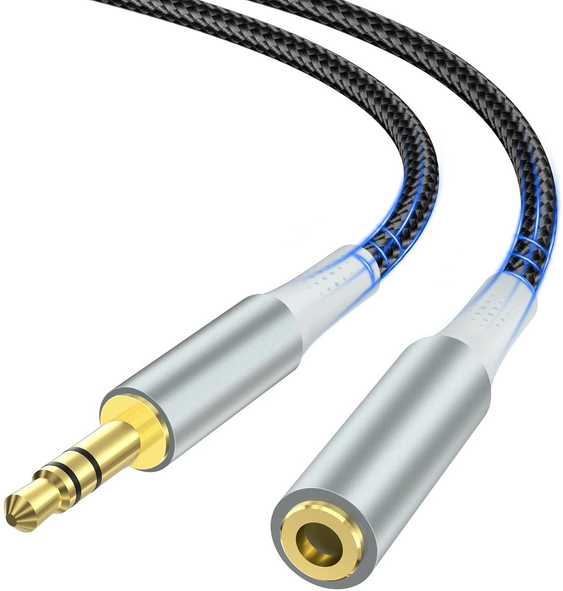 Jack Extension Cable,2m Nylon Braided 3.5mm Stereo Jack Audio Extension Cable for AUX Input,Compatible with - ShopVlot