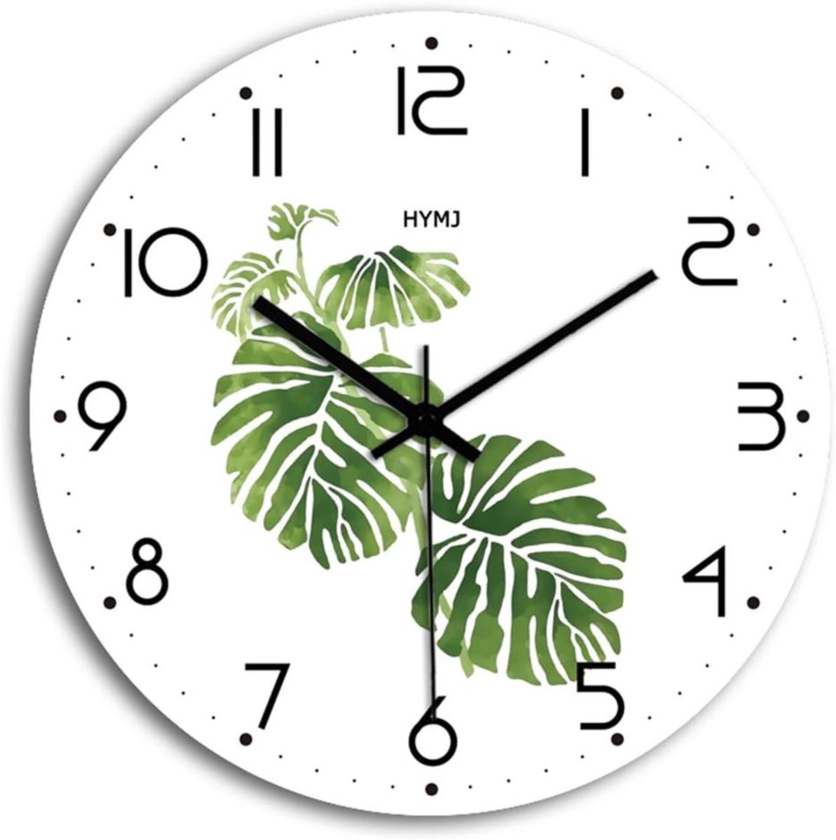 Modern Wall Clock, Cartoon Sheet Pattern, Decorative Silent Non-Ticking Wooden Wall Clocks for Living Room Bedroom - ShopVlot