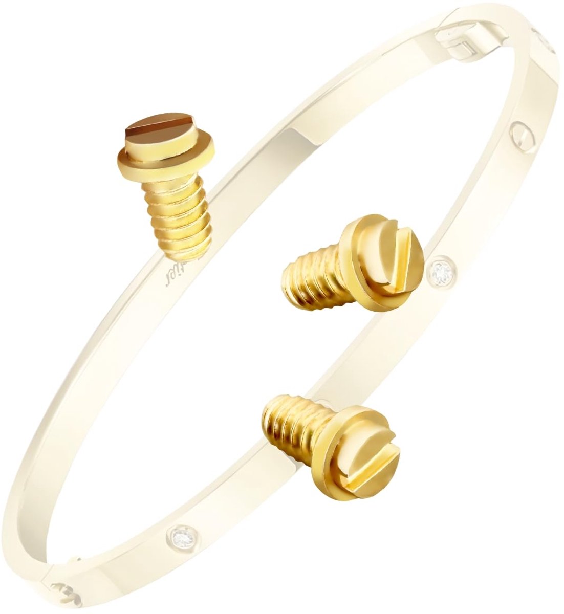 Flat Screws 3.9 mm Replacement for Cartier Love Bracelet, Yellow Gold, Pack of 3 (Gold) - ShopVlot