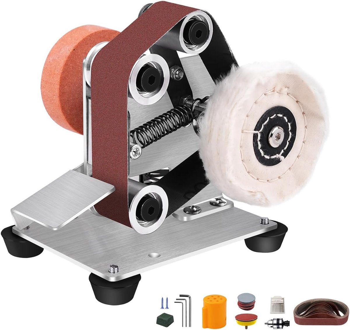 Electric Belt Sander, 7-Step Adjustable Polisher, with 10 Pieces 330 x 30 mm Sanding Belts (P120/320/600/800/1000) - ShopVlot