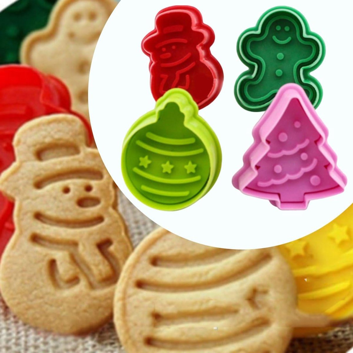 Set of 4 Christmas cookie moulds with ejector - ShopVlot