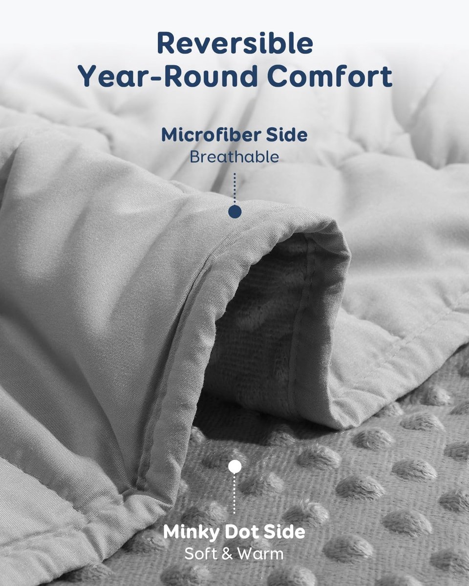 Sivio Minky Dot verzwaarde deken voor volwassenen Queen Size 15 lbs, zachte, knusse zware deken voor stressverlichting - ShopVlot