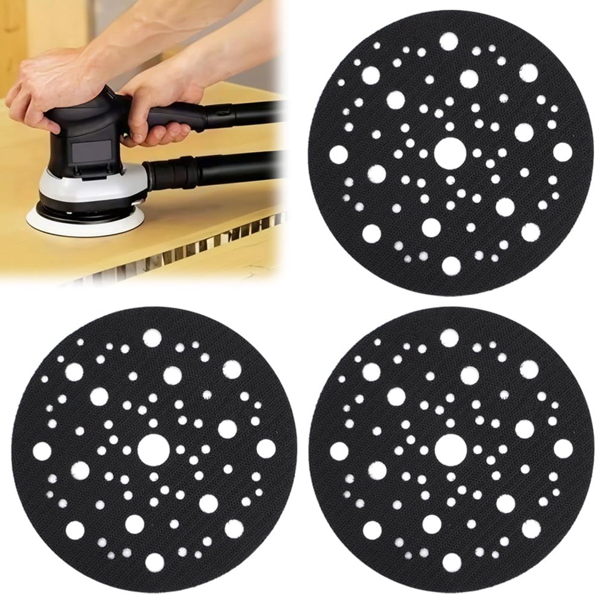 Pack of 3 Protective Pads Diameter 150 mm 70 Hole Sanding Disc Protector with Fastener Protective Pad for Random - ShopVlot