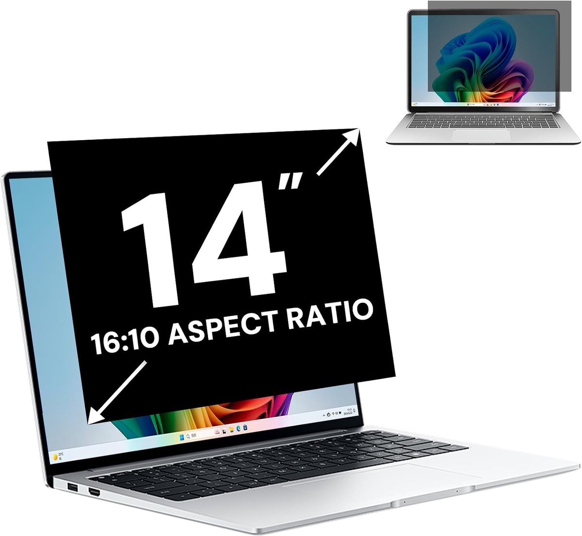 14 Inch 16:10 Laptop Privacy Filter, Computer Monitor Privacy Screen and Anti-Glare Protective Film, Detachable 14 - ShopVlot