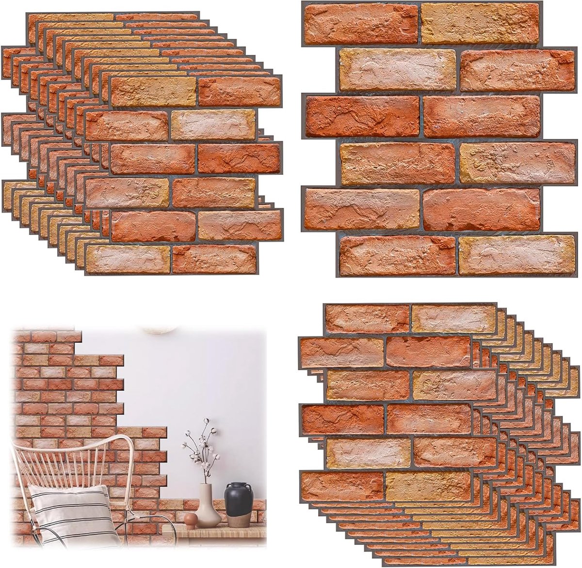 Pack of 30 3D Wall Panels Self-Adhesive Stone Look 30 × 30 cm Kitchen Back Wall Wallpaper Wall Tiles Self Adhesive - ShopVlot