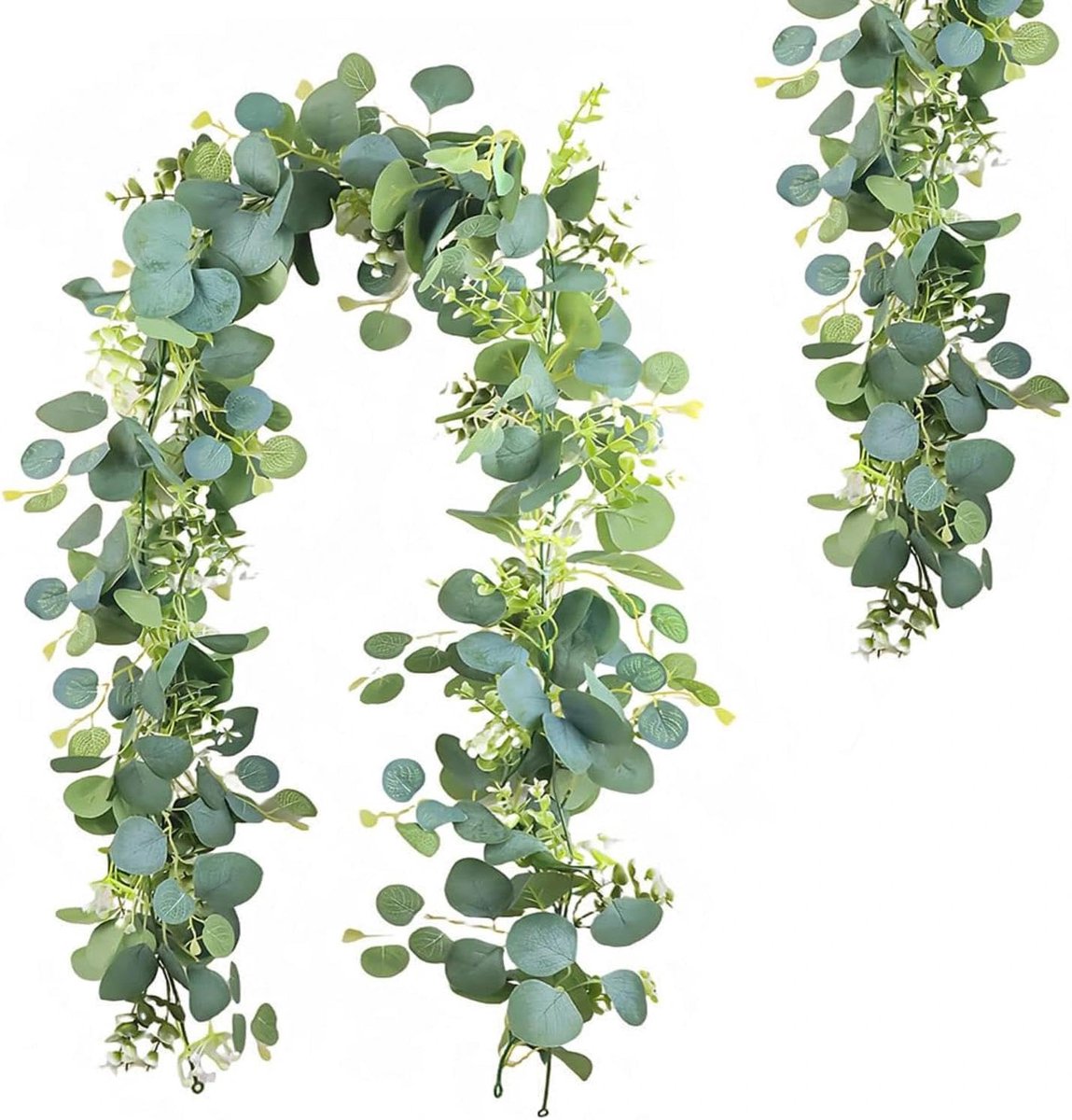 Artificial Eucalyptus Garlands Leaves White Flowers Artificial Vines Decorative Artificial Eucalyptus Garlands for - ShopVlot