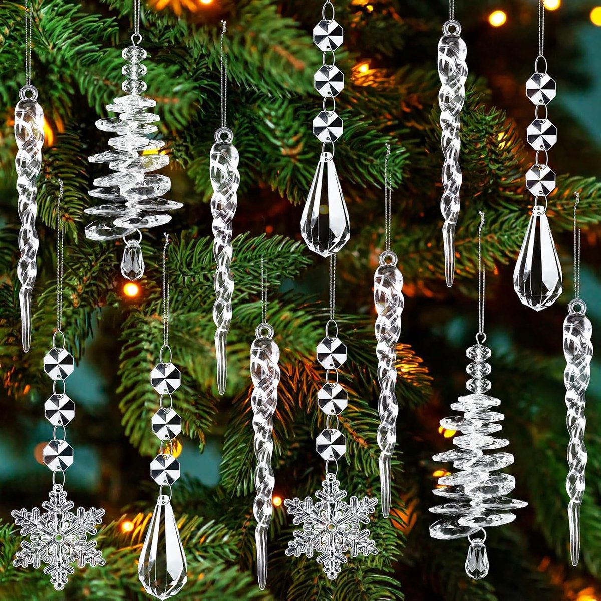 Kiiwah 13 Pieces Christmas Tree Decoration Crystal Ornaments - ShopVlot
