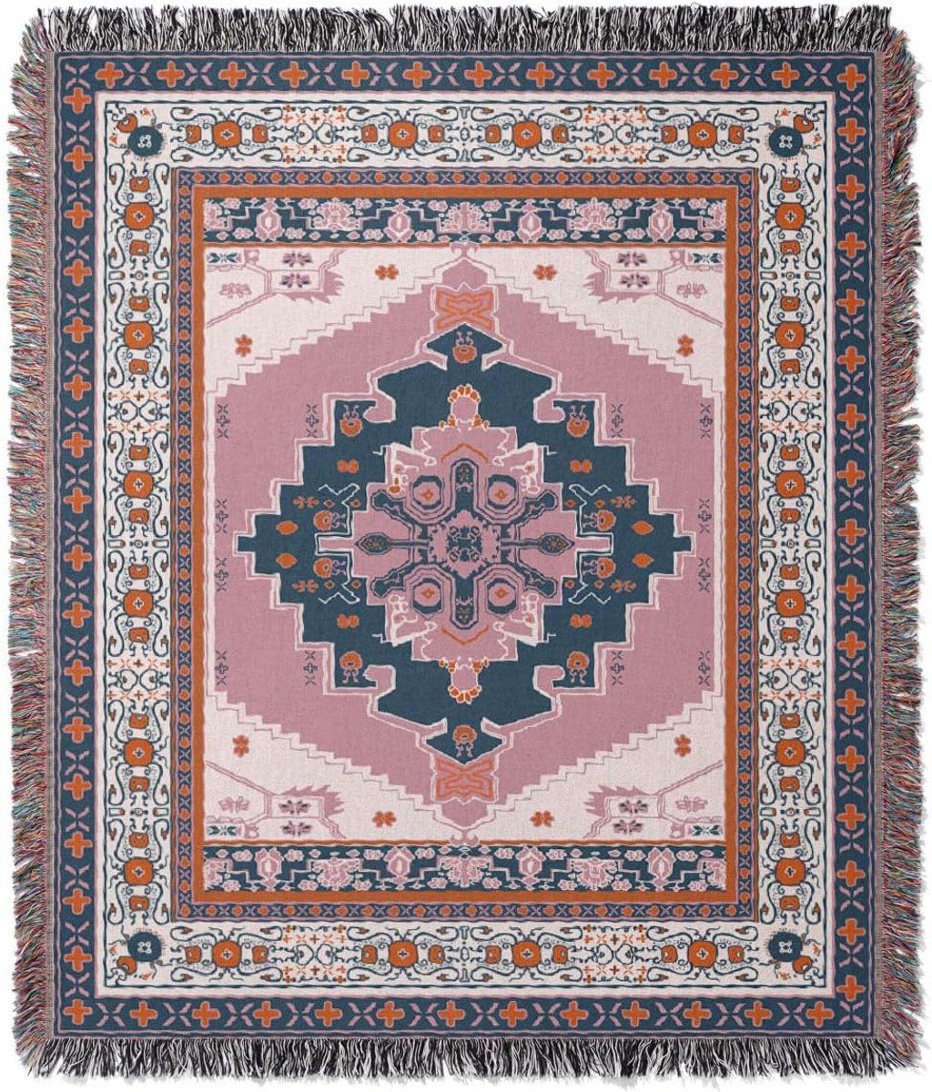 LumiSyne Cotton Woven Throw Blanket with Tassel Bohemian Tribal Ethnic Style Geometric Pattern Aztec Navajo Blanket - ShopVlot
