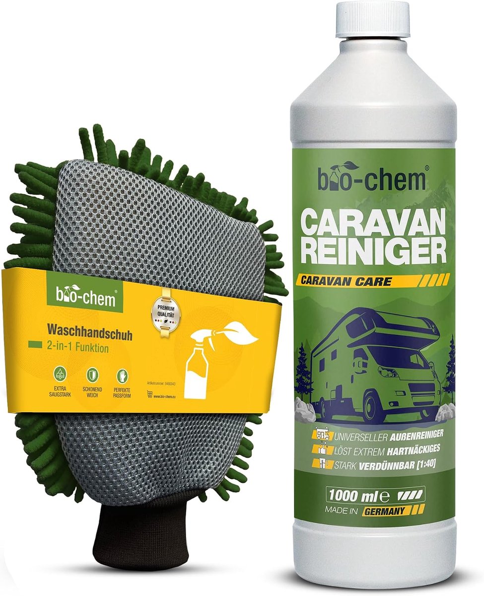 Bio-chem Caravan and Motorhome Cleaner Extra Strong Concentrate 1000 ml incl. 2-in-1 Microfibre Sponge Cleaner for - ShopVlot
