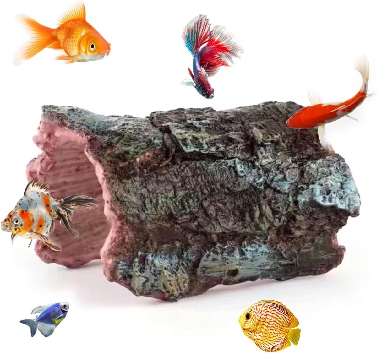 Aquarium Decoration Hollow Tree Trunk Resin Decoration Aquarium Decoration for Reptile Hiding or Betta Fish Swimming - ShopVlot