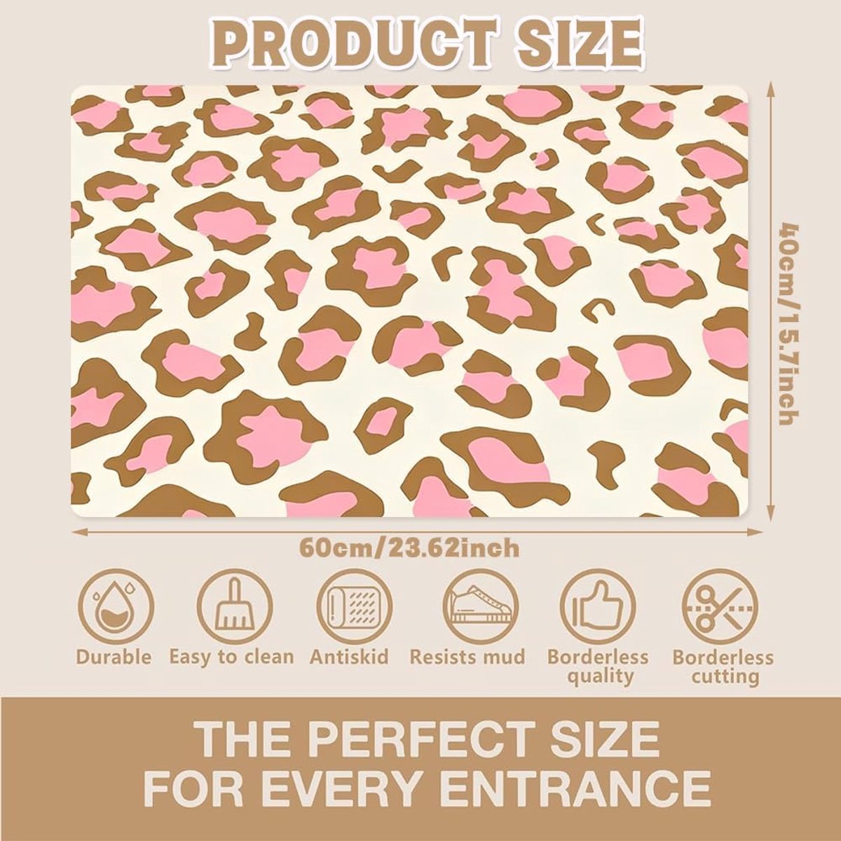 Pink Leopard Print Rug Cheetah Print Carpet Non-Slip Rug Carpet for Bedroom Dining Room Laundry Room Kitchen Home - ShopVlot