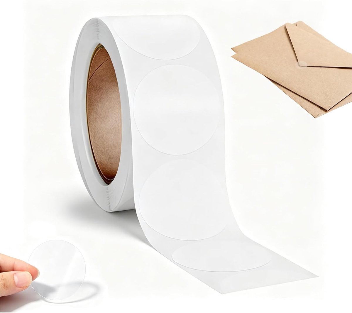 Zelfklevende punten, rond, Ø 38 mm, zelfklevend, transparant, waterdicht, 500 stuks, ideaal voor het beschrijven van - ShopVlot
