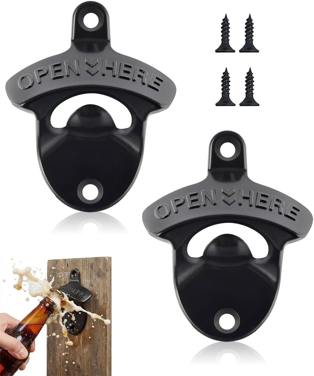 2 stuks vintage flesopener voor aan de muur, flesopener van ijzer met bierschroeven, grappig cadeau voor heren, unieke - ShopVlot