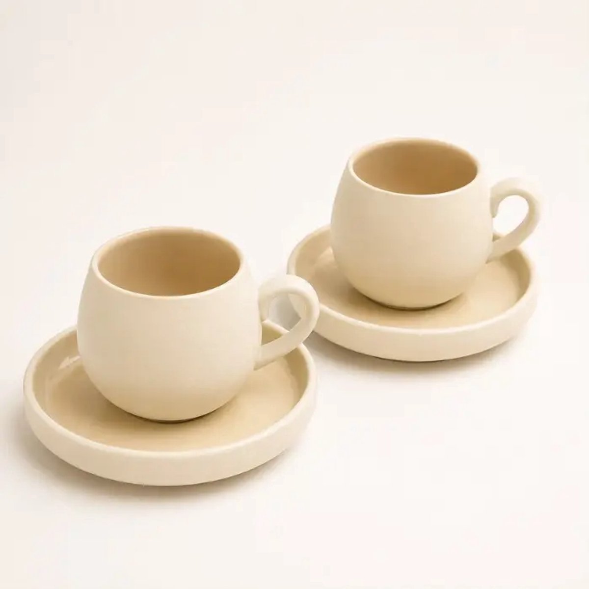 Nordic koffiekopjesset 210 ml 12-delig keramiek wit/beige 6 kopjes + 6 schotels