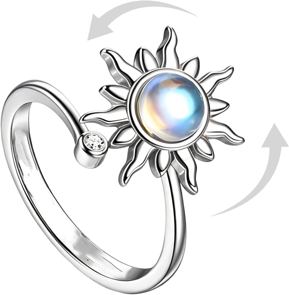 Anti-stress ring dames - verstelbaar zilver - open design - verlicht spanning - ShopVlot