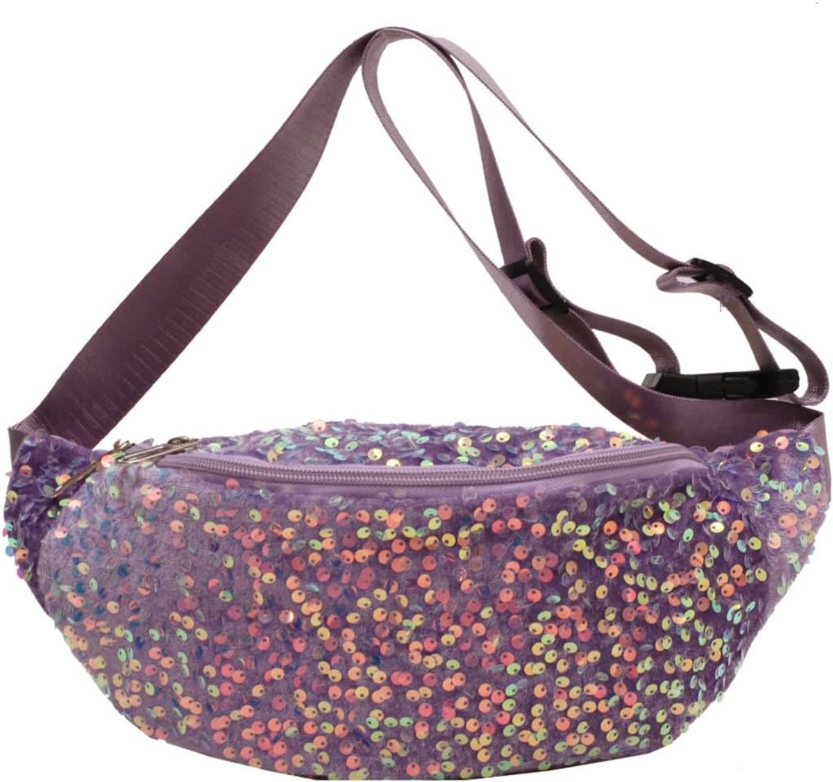 Heuptas dames paars - pailletten - brede band - ideaal voor feestjes - ShopVlot