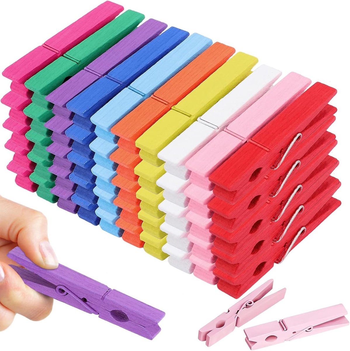 Houten Klemmen 7 cm - Kleurrijke Natuurlijke Mini Clips - Multifunctioneel voor Foto's en Collages - ShopVlot