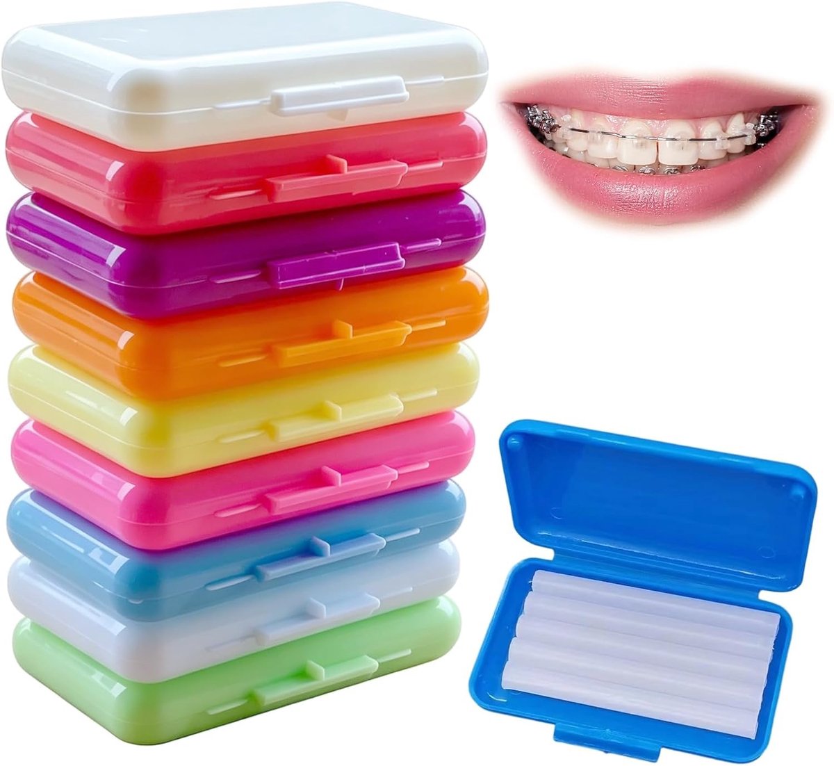 Orthodontische wasdozen - 10 kleuren - Fruitsmaak - Verlichting van irritatie en pijn - ShopVlot