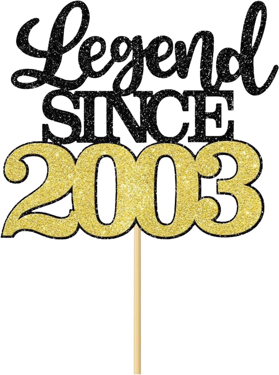 Cake topper verjaardag 2003 - zwart goud - unieke decoratie - voor een feestelijke taart - ShopVlot