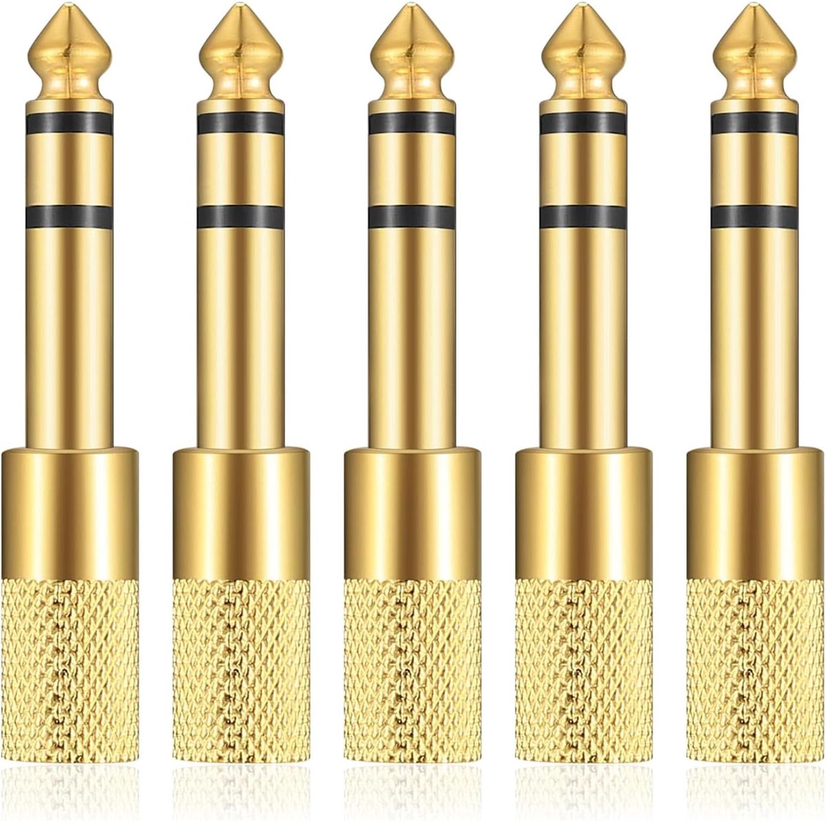 Jack adapter 6.35mm naar 3.5mm - 5 stuks - stereo - ideaal voor hoofdtelefoons en instrumenten - ShopVlot