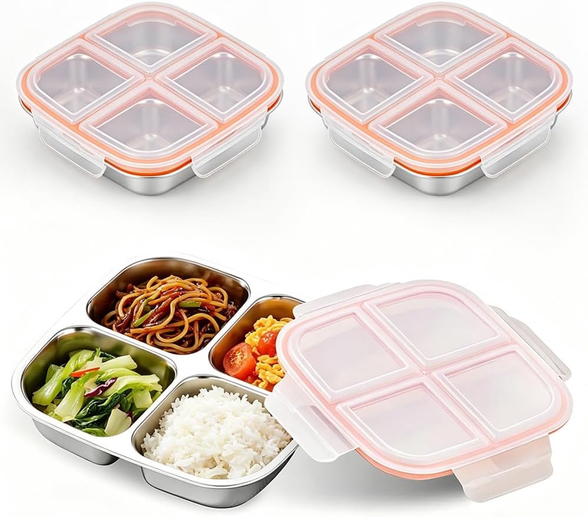 Snackbox 2 stuks 600 ml - roestvrij staal - lekvrij - ideaal voor meal prep - ShopVlot