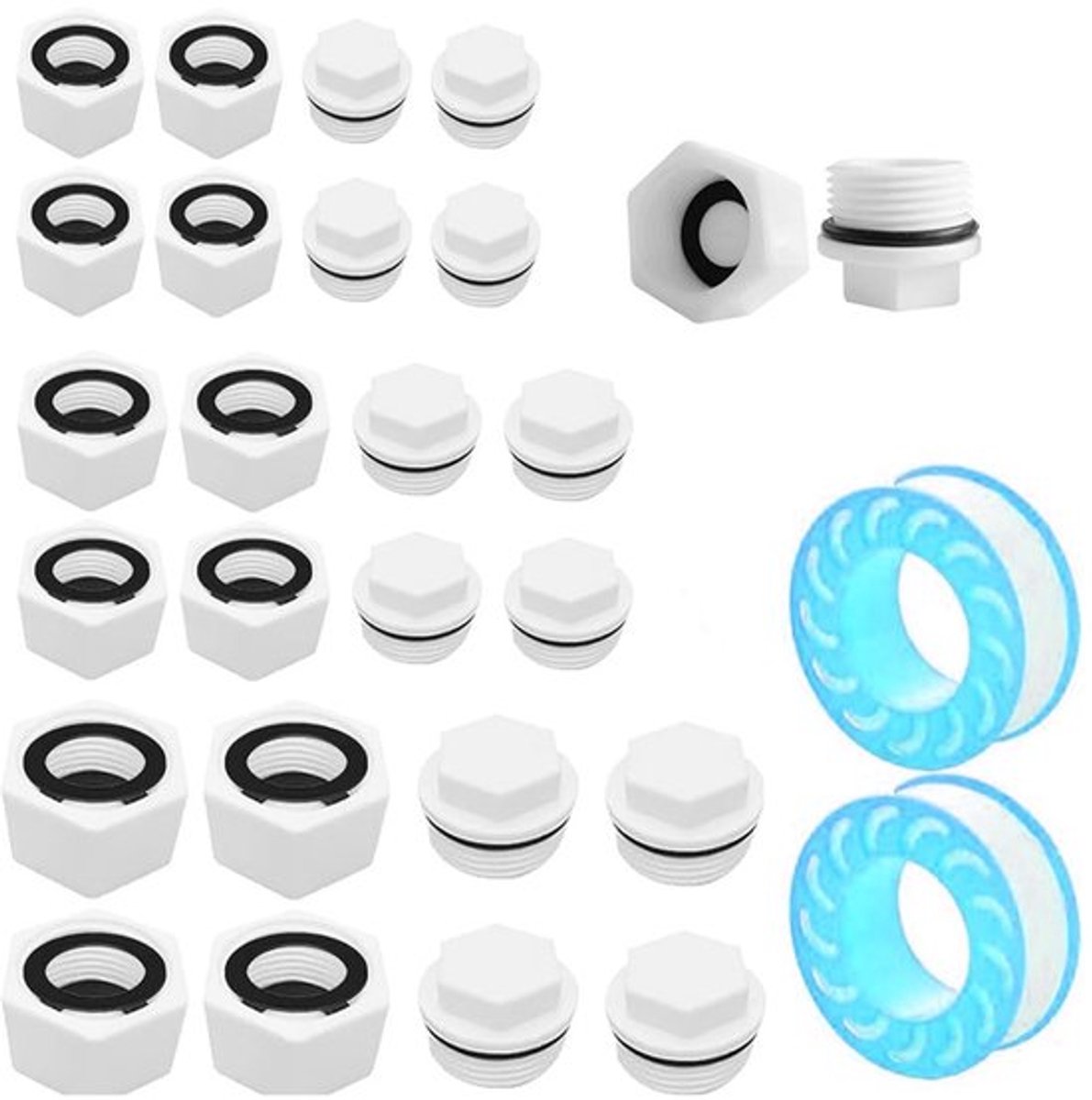 14 Sets Afdichtingsadapter - Waterdicht - Duurzaam PPR-Materiaal - Geschikt voor Wasmachine en Vaatwasser - Hoge Druk Bestendig - 1/2 3/4...