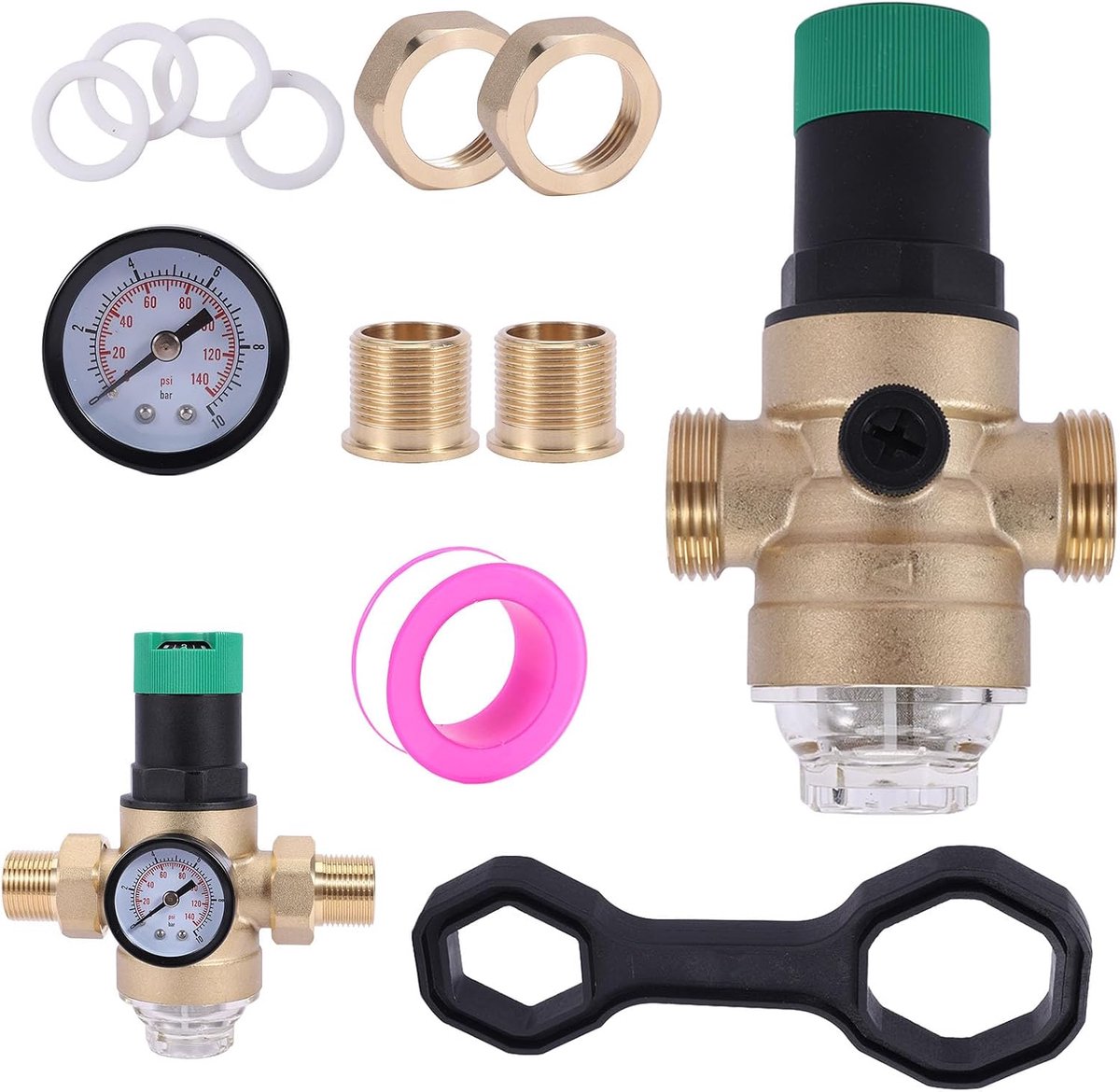 Waterdrukregelaar DN20 - messing - roestvrijstalen filter - voor stabiele waterdruk - ShopVlot