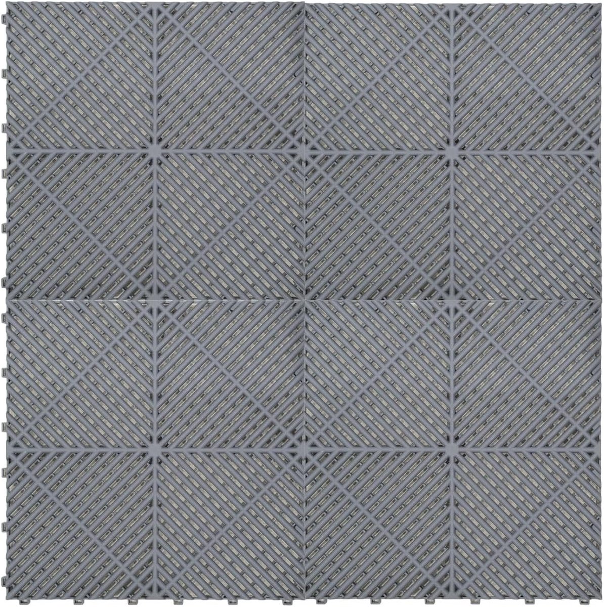 Modulaire ventilatie kliktegels 3,2 m x 6 m - grijs polypropyleen - antislip en weerbestendig - ideaal voor garage - ShopVlot