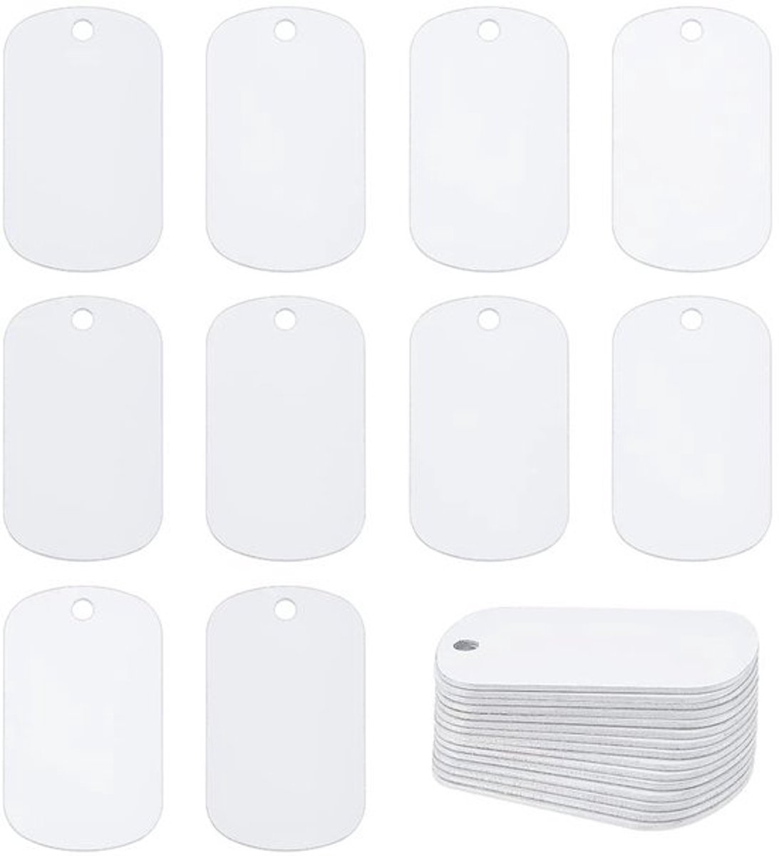 Sublimatie-etiketten 30 stuks - Aluminium - Rechthoekig - 50 x 29 mm - DIY huisdierlabelproject - Kwaliteitscontrole inbegrepen - Hondenpenning