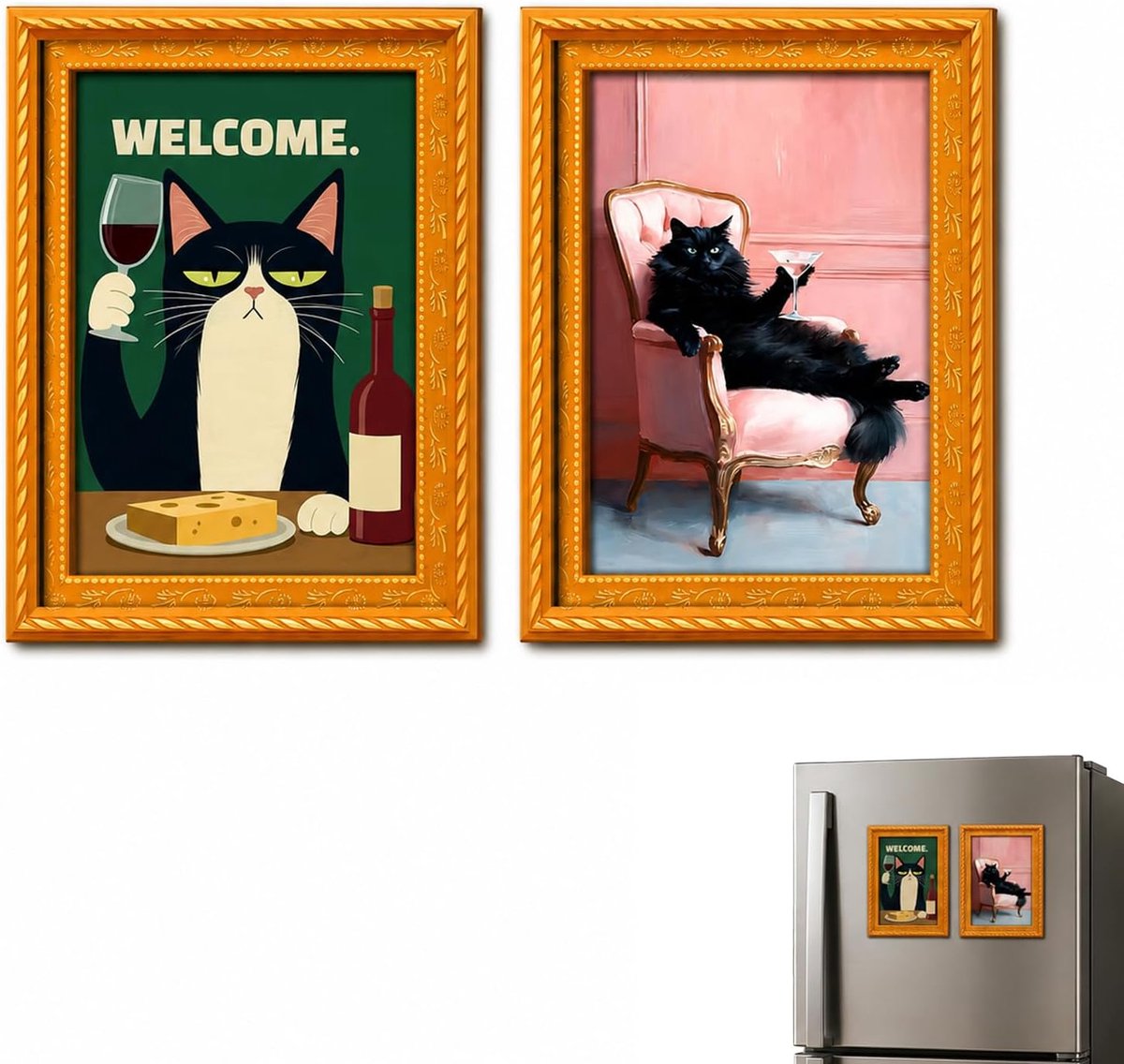 Katten koelkastmagneten 2 stuks - fluwelen pootmagneten - grappige decoratie - voor dagelijks gebruik - ShopVlot