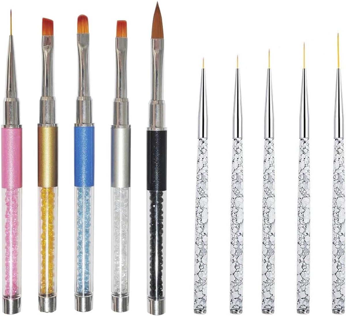 Nail art borstelset 10-delig - professionele designborstels - fine liners en gel borstels - ShopVlot