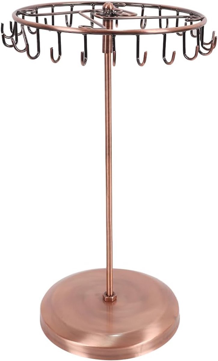 Draaibare sieradenstandaard 35x15,5cm - Brons met 23 haken - Roterend ontwerp - Perfect voor kettingen en armbanden - ShopVlot