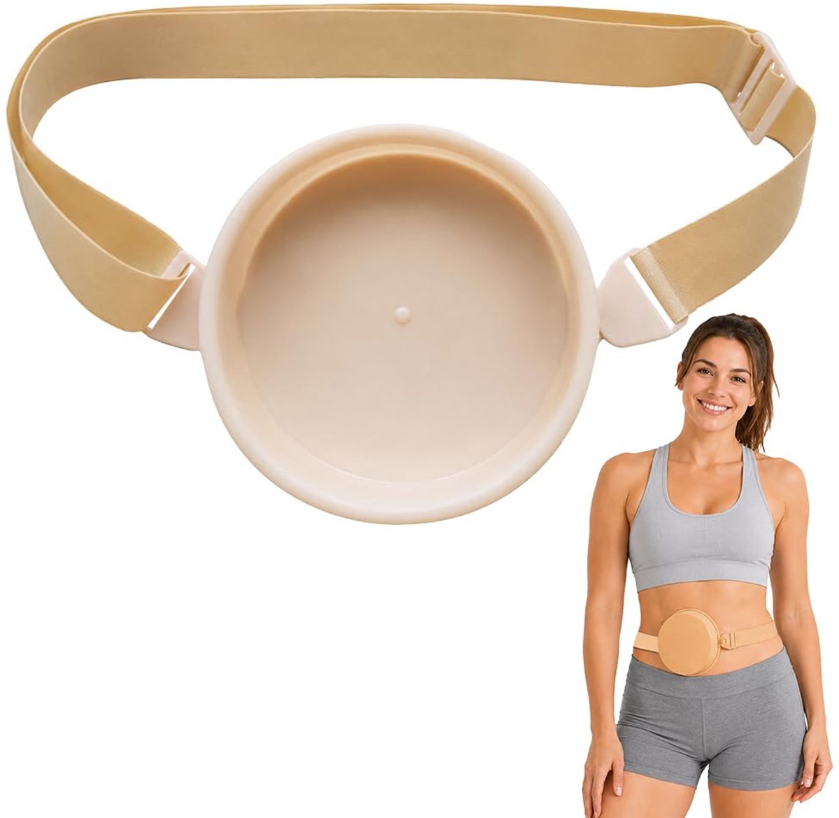 Stomagordel waterdichte stoma-badafdekking - Beige - verstelbare riem - douchewondbescherming - ShopVlot