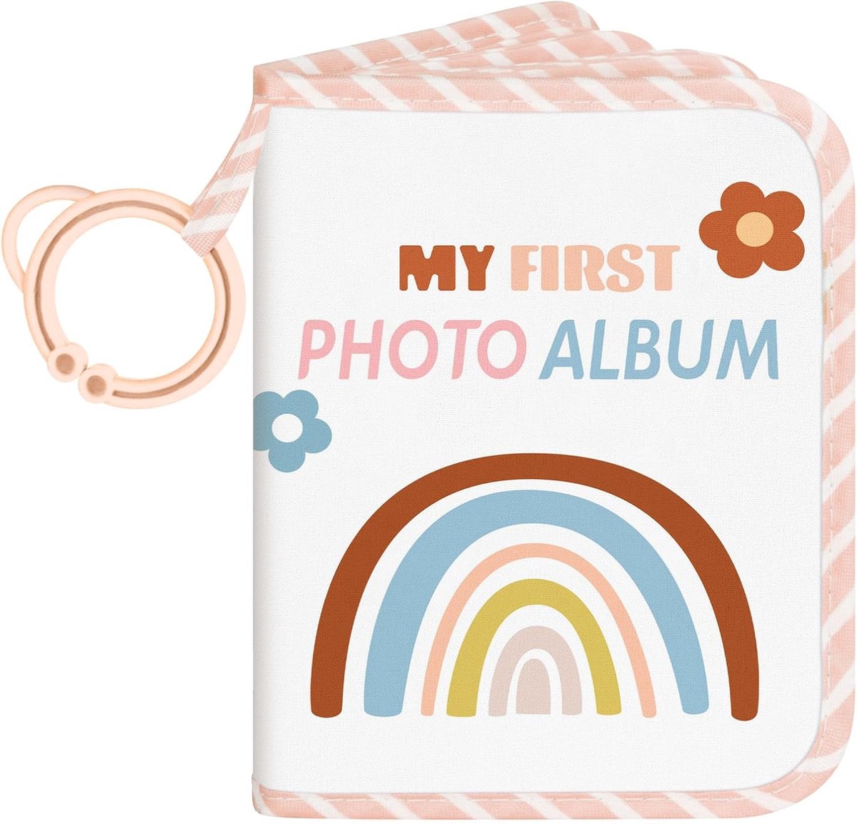 Baby fotoalbum 10x15 cm - Regenboogstof - Personaliseerbaar met naamkaart - Perfecte herinneringen voor newborn - ShopVlot