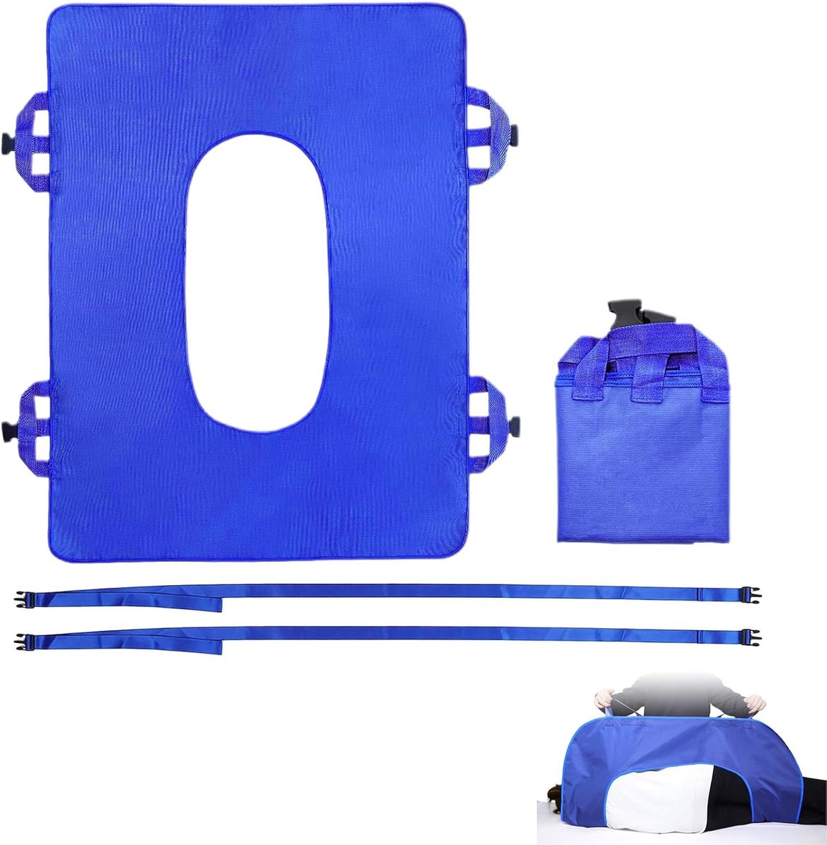 Glijdoek bedlagers met versterkte handgrepen - multifunctioneel transferlaken - O-vormig design - ShopVlot