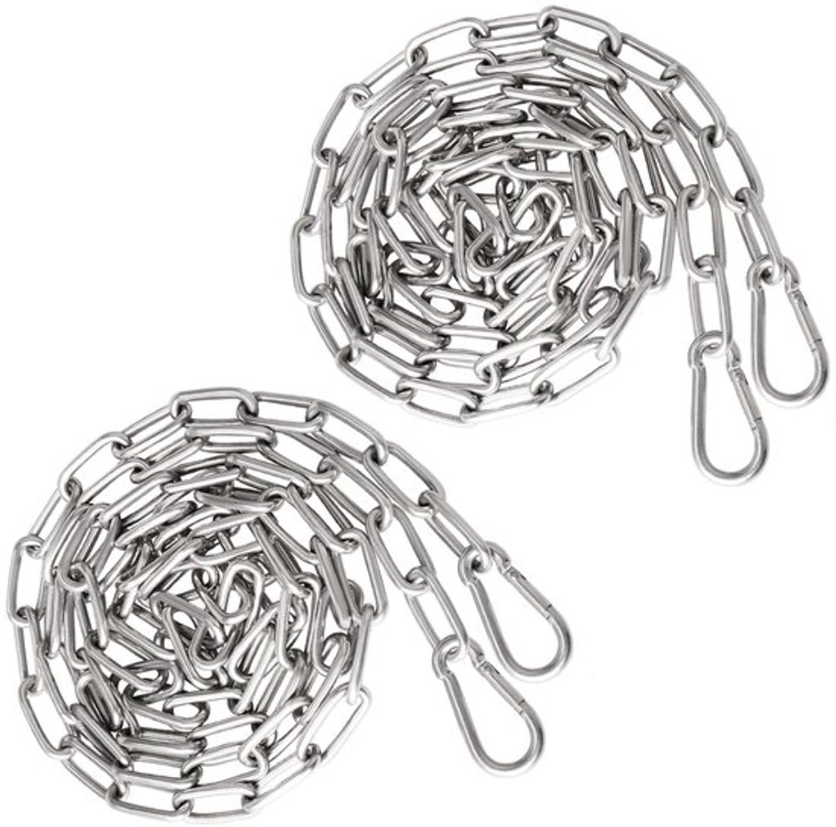 Stalen Ketting 1 Meter - Ronde Ketting Ø3mm - Karabijnhaak - Roestvrij Staal - Draagvermogen 70 kg - Set van 2 Stuks - Hangketting