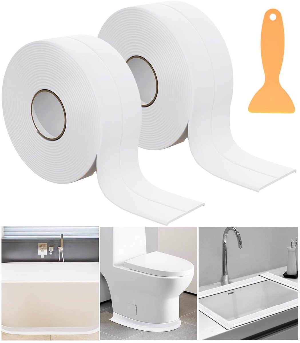 Badafdichting Waterdichte Afdichtingstape 38mm x 6.4M - PVC zelfklevend - schimmelwerend - eenvoudig te gebruiken - ShopVlot