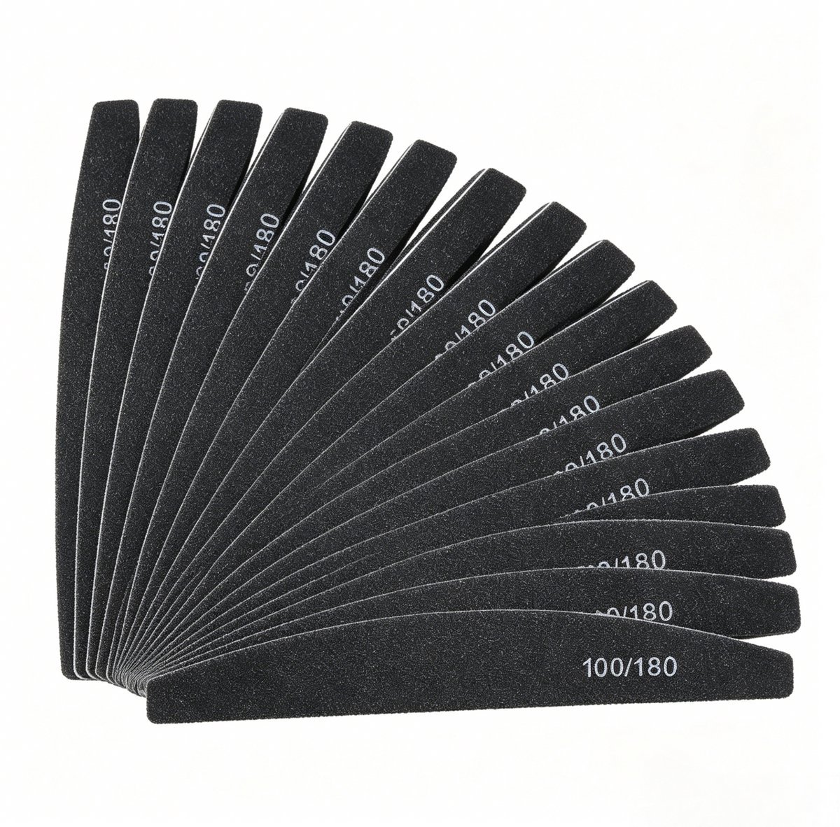 Casalora Nagelvijlen Set 20 Stuks – Dubbelzijdige Nagelvijl 100/180 Grit – Gebogen Vijl voor Natuurlijke Nagels, Gelnagels en Manicure – Zwart